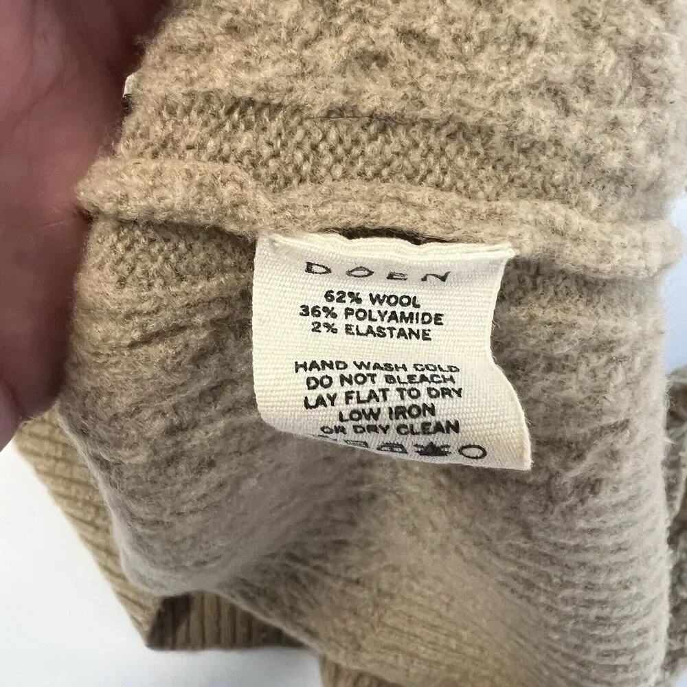DOEN Sz S Sacha Wool Pullover Sweater in Oatmeal Tan - Picture 9 of 12